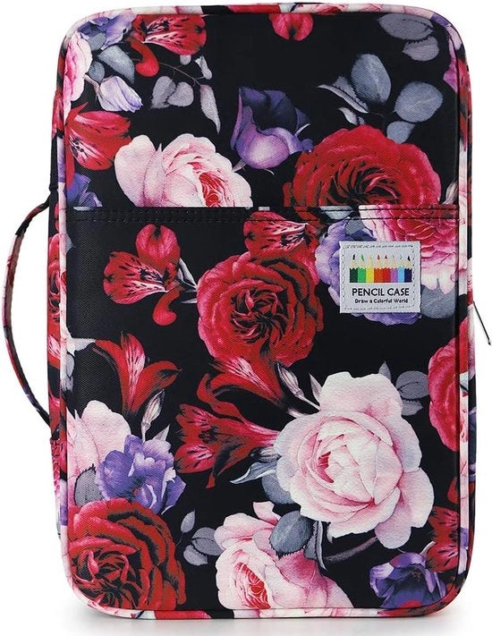 Etui per matite con 300 caselle - organizzatore per matite con grande capacità contenitore per matite e pennarelli con più strati, compatibile con Prismacolor, rosso rosa