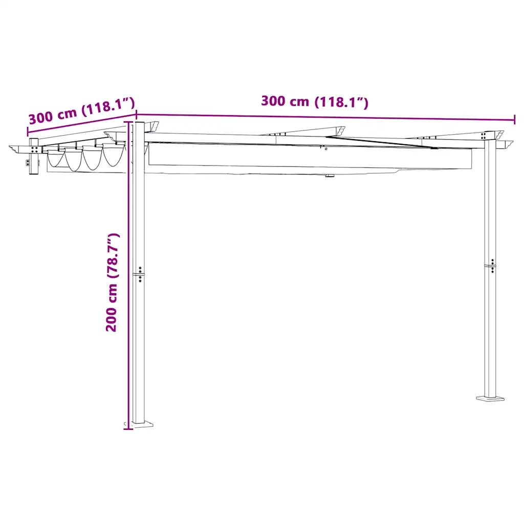 vidaXL Gazebo a Muro Crema Acciaio
