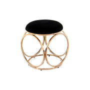 Pouf Whitney 325 in velluto nero e acciaio oro rosa