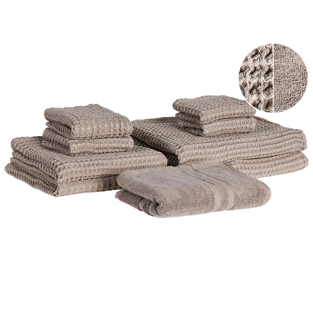 Set di 9 asciugamani da bagno e tappetino da bagno per ospiti in cotone tortora Zero Twist