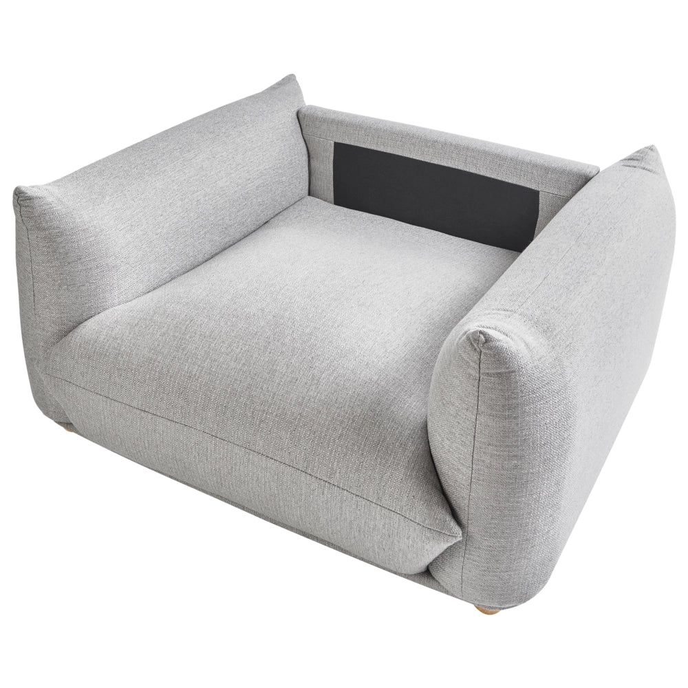Poltrona Tessuto grigio chiaro Gambe di legno morbide Stile moderno arredamento scandinavo