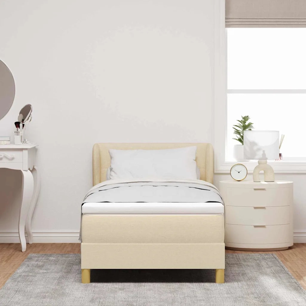 Letto a molle con materasso Crema 90 x 200 cm Tessuto 3340197