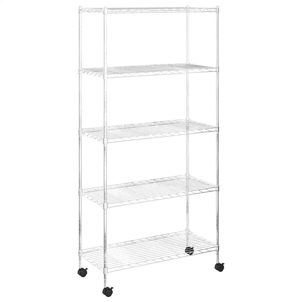 Scaffale a 5 Livelli con Ruote 75x35x155 cm Cromato 250 kg CFW6210452