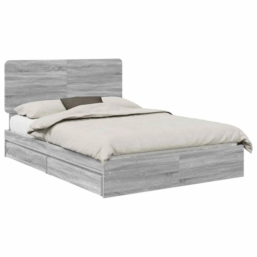 Letto con Contenitore con testiera Grigio Sonoma 150 x 200 cm 3412677