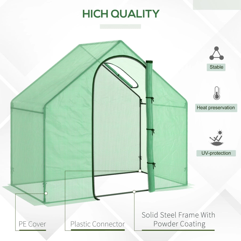 EasyComfort Serra da Giardino con Porta a Cerniera e Presa d'Aria, 4 Funi e Paletti Inclusi, 180x100x168 cm, Verde
