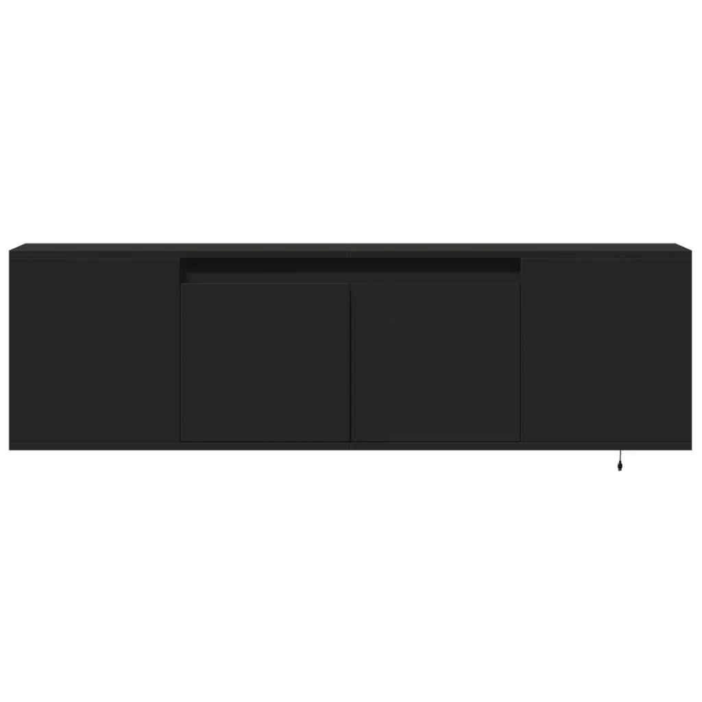 Mobile TV multimediale mensola TV credenza mobile TV sala da pranzo soggiorno camera da letto montaggio a parete con luci LED 135 x 31 x 39,5 cm nero 02_0027864