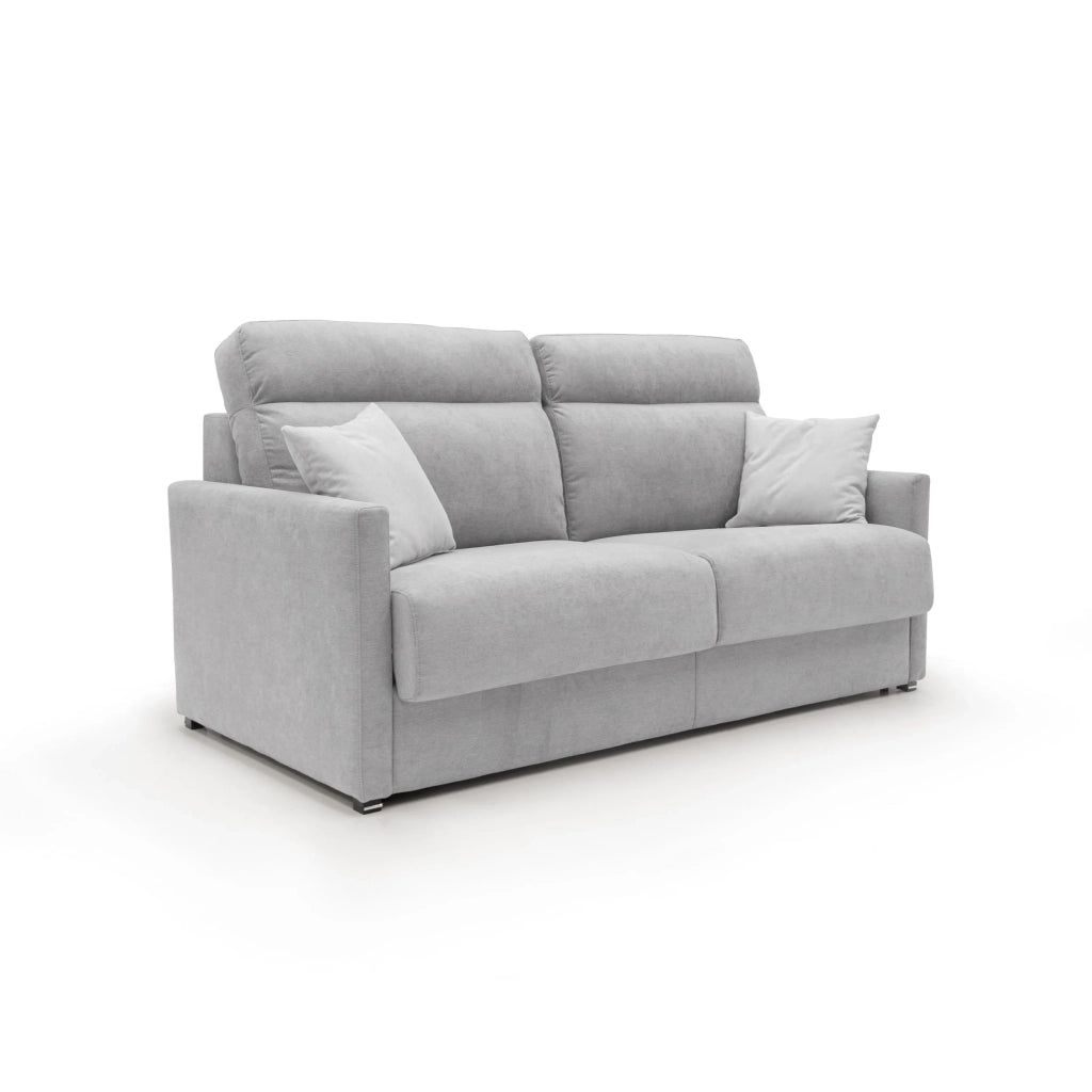 Margot Divano letto matrimoniale con schienale morbido alto in tessuto T02 196 cm (mat. 160x197) grigio chiaro