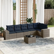 Set Divani da Giardino 7 pz con Cuscini Grigio in Polyrattan 3222600