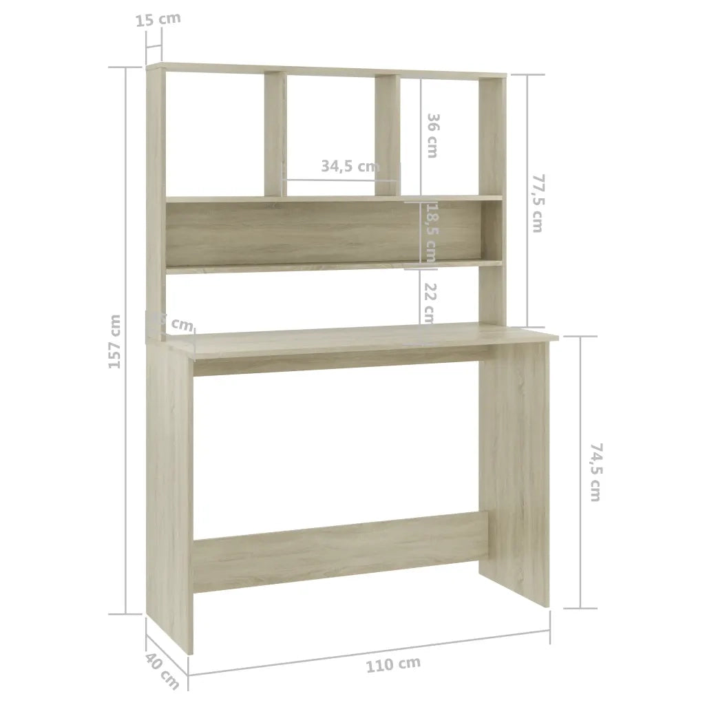 Scrivania e Ripiani Rovere Sonoma 110x45x157 Legno Multistrato 800390