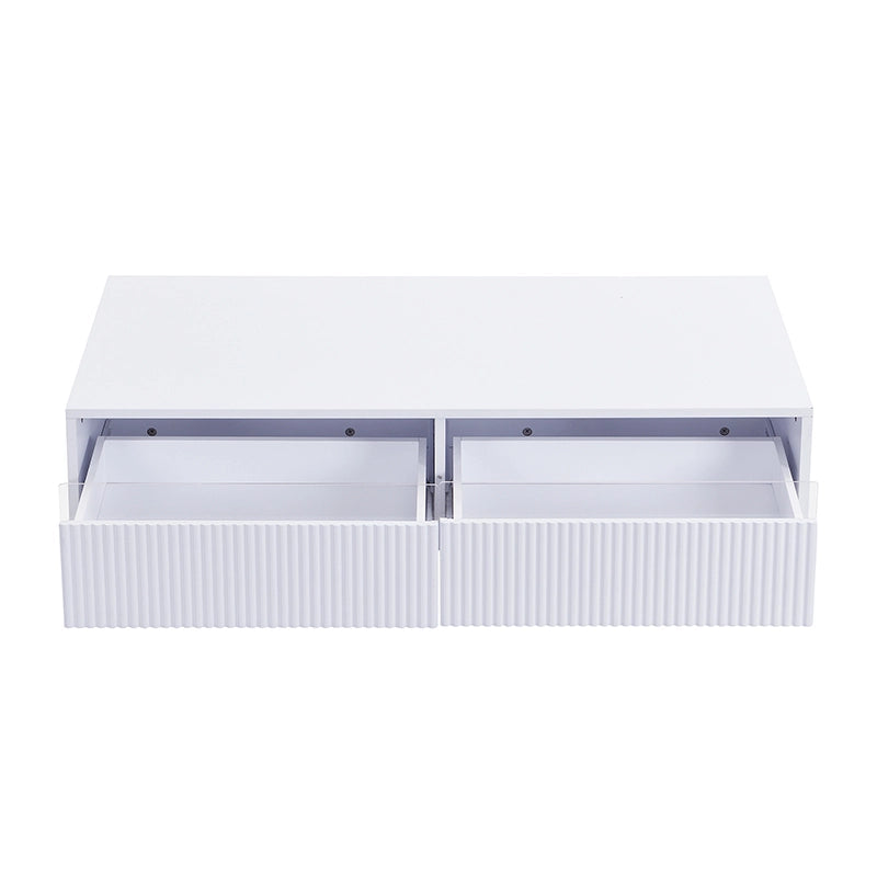 SET Mobile TV 4 ante e Tavolino 110/178 cm MDF Bianco con LED