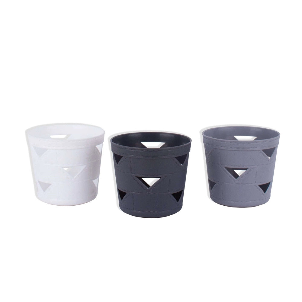 Trade Shop - Set 3pz Cesto Cestino Portaoggetti Organizzatore Tondo 10x10x9cm Assortiti 10711 -
