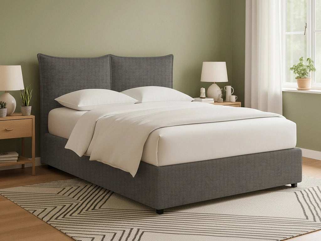 Wetherby, Letto Matrimoniale Sfoderabile Made in Italy, Grigio Tortora