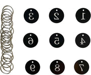 Etichette numeriche in alluminio 35MM a forma rotonda con anello di chiusura per ristoranti, hotel, case universitarie, chiavi e armadietti (Nero)