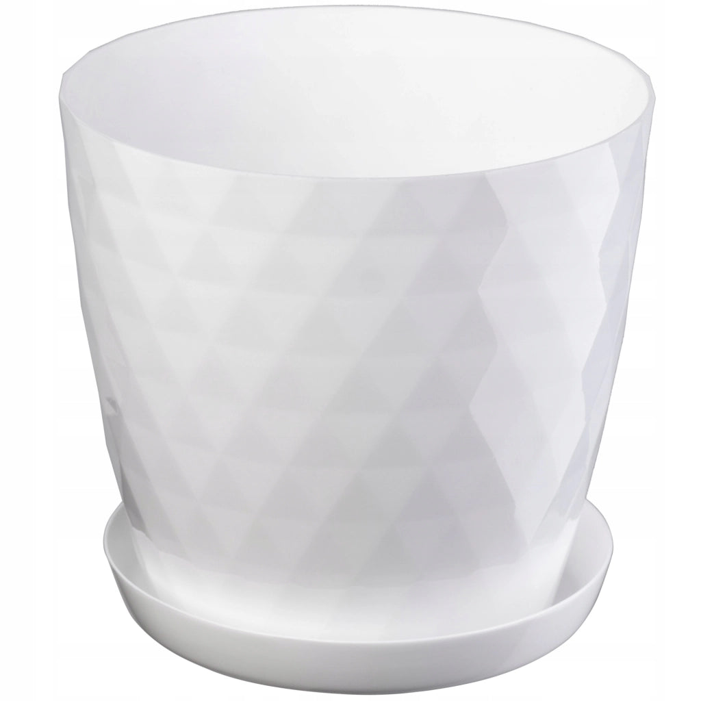 Vaso da fiori in plastica KADAX con supporto, coprivaso, per piante, 12 cm, bianco