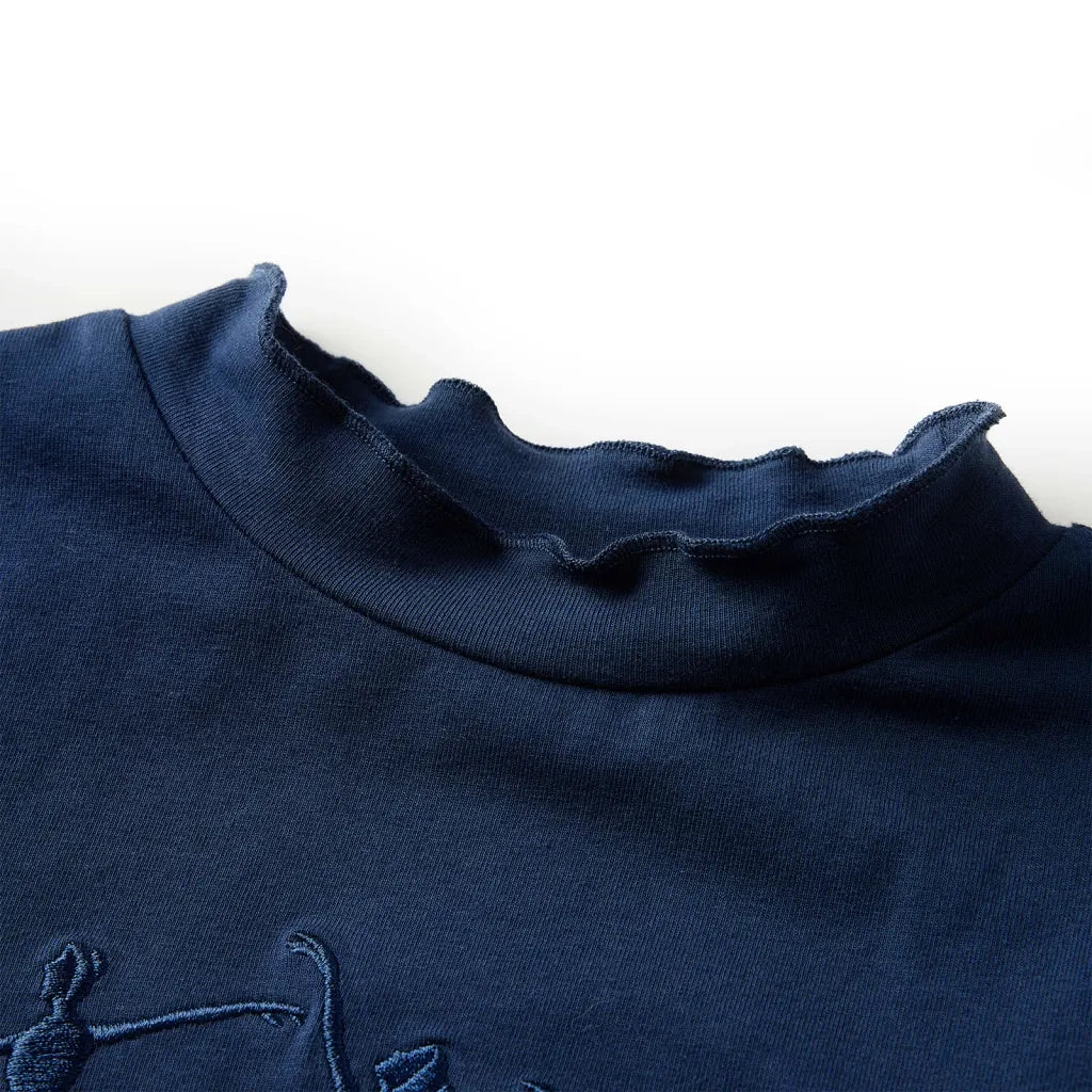 Maglietta Bambina Maniche Lunghe Blu Marino 116 13711