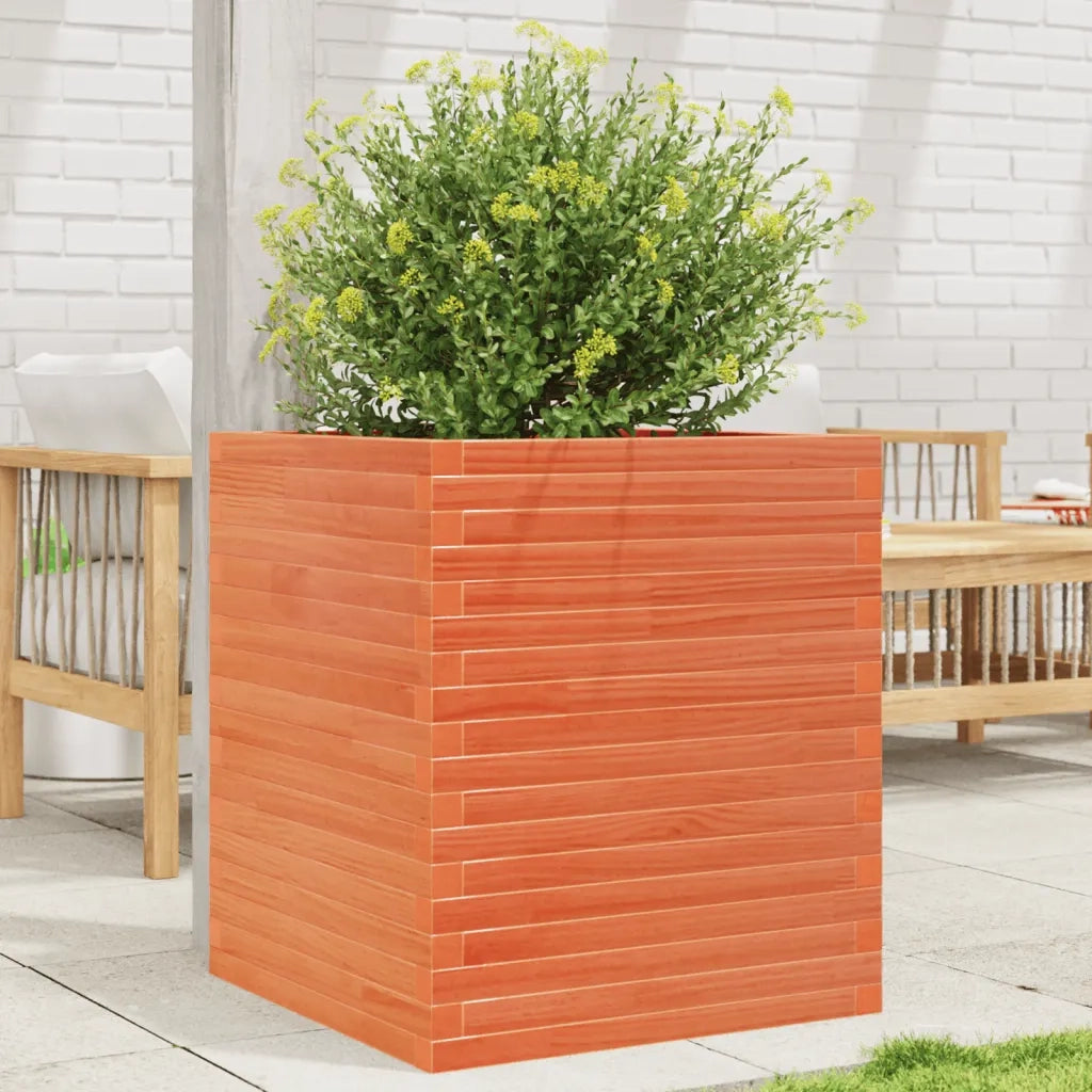 Fioriera Giardino-Vaso da Esterno-Contenitore per Piante Marrone Cera 60x60x68,5cm Legno Massello Pino