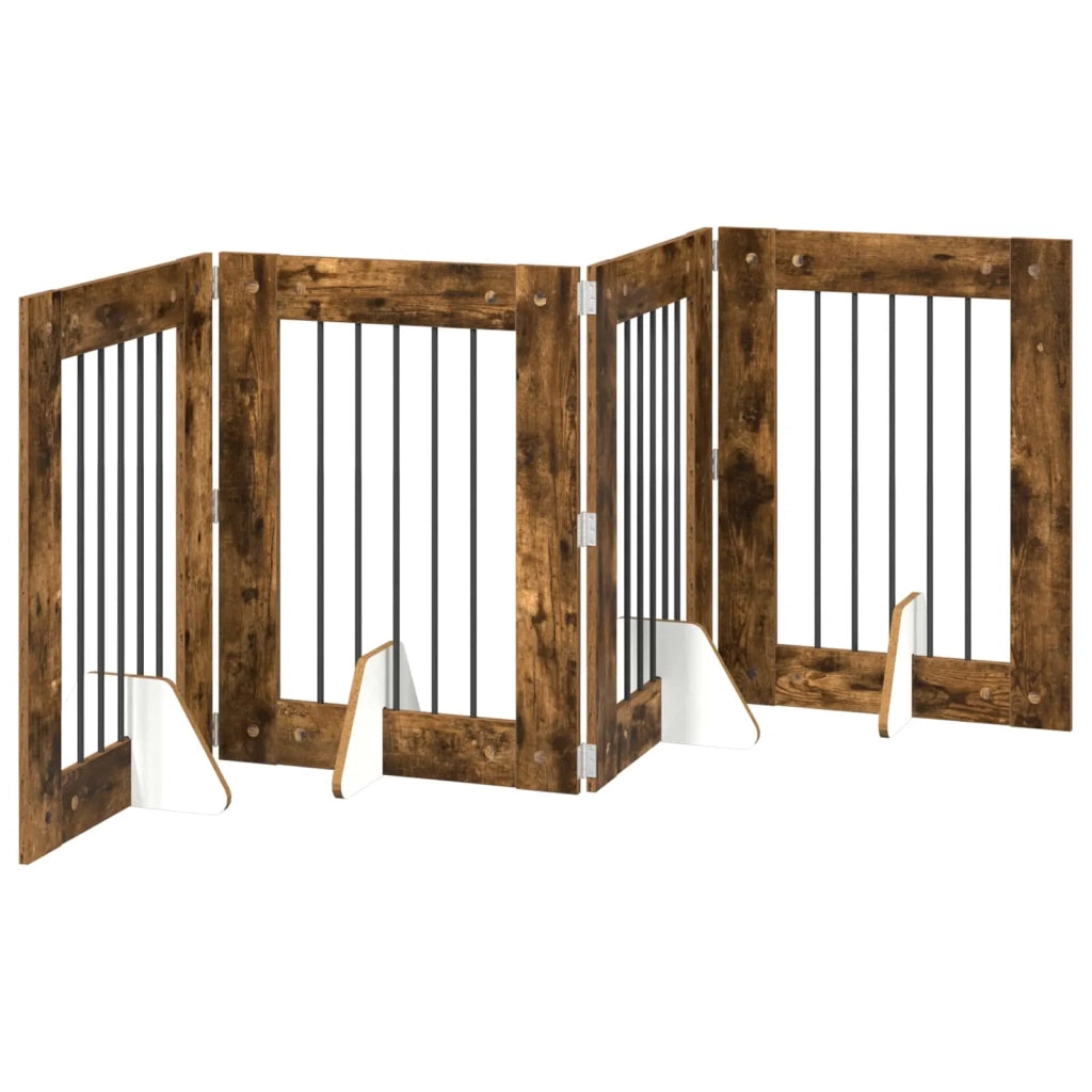 Cancello per cani con supporti 4 pz Rovere Fumo 60 x 80 cm CFW3977021