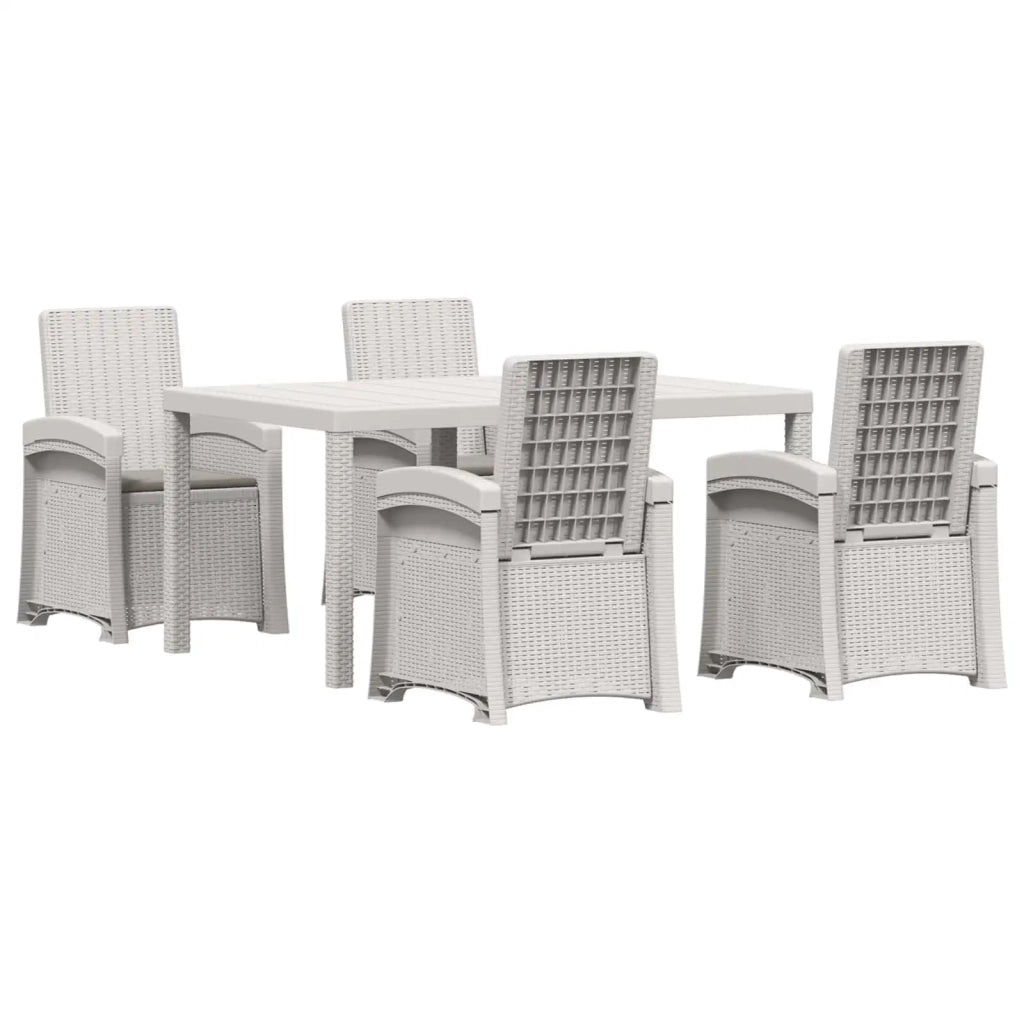 Set da Pranzo per Giardino 5 pz Bianco e Grigio Chiaro PP 3430130