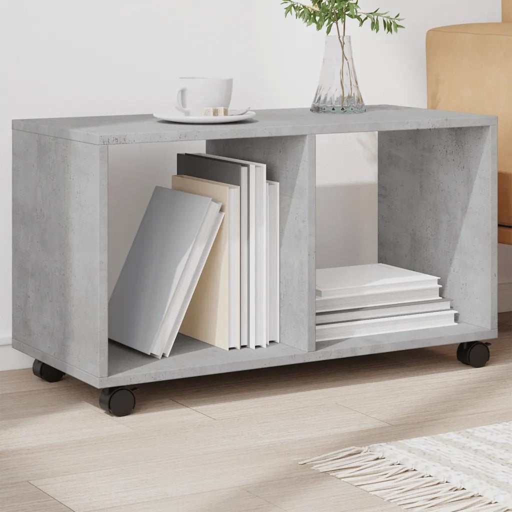 Mobiletto con Ruote Grigio Cemento 72x33x42,5 cm in Truciolato 853140