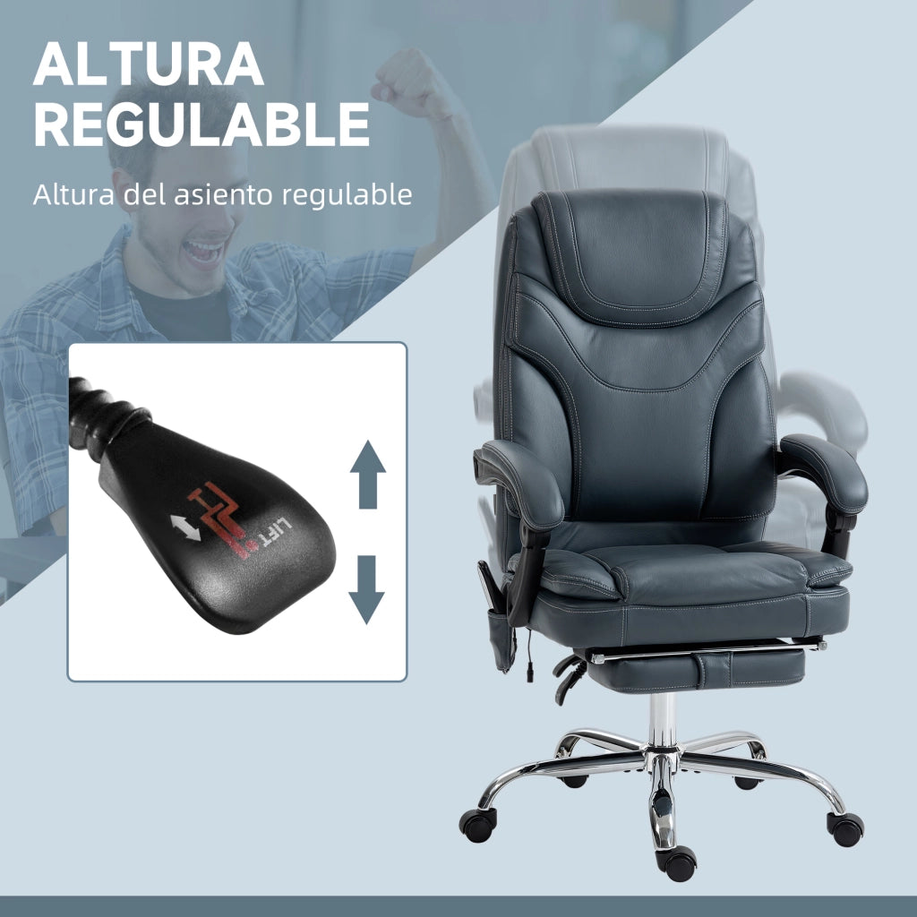 Sedia da ufficio con massaggio e poggiapiedi ¨C Xylo ¨C Rivestimento similpelle grigio 67x67x121 cm