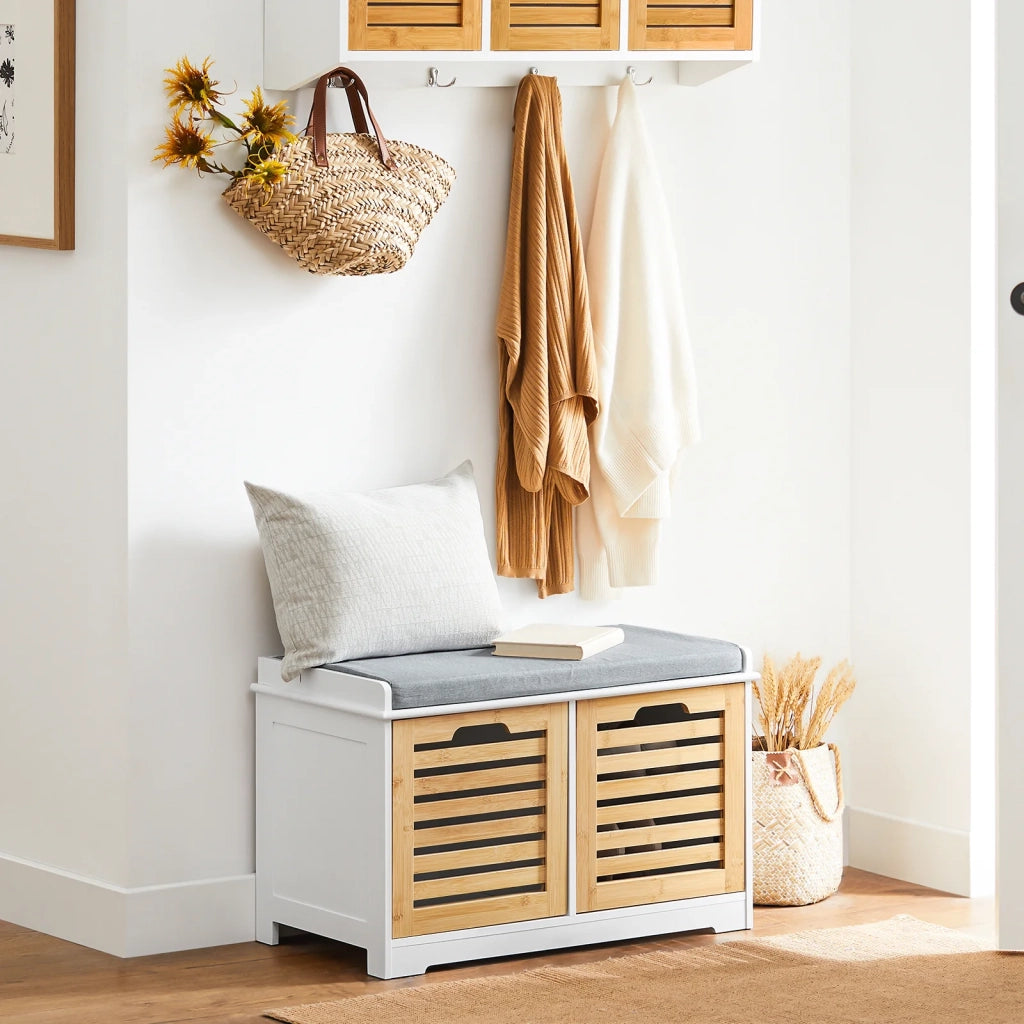 Panca Scarpiera da Ingresso con seduta Panca Contenitore L71xP35xA43 cm naturale FSR23-II-WN