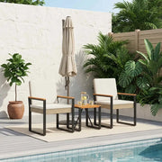 Set Mobili da Esterno 3 pcs Beige e Bianco Crema polyrattan