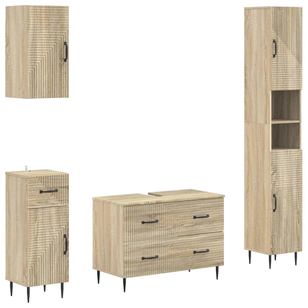 Set di Mobili da Bagno da 4 Pezzi HAARLEM Rovere Sonoma 3417938