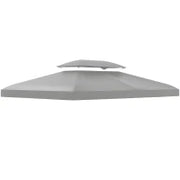 Copertura per Gazebo 4x3 m a 2 Livelli in Poliestere con Cinghie e 10 Fori di Drenaggio, Grigio