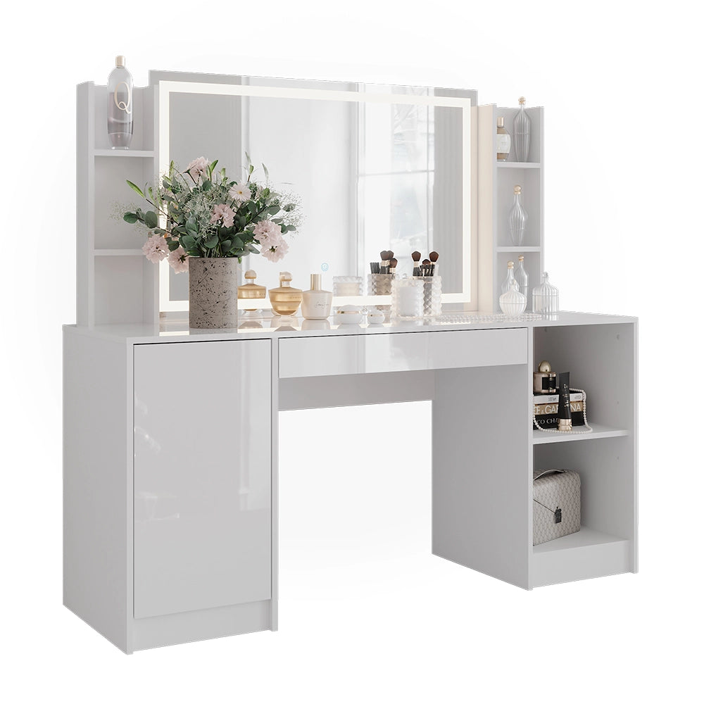 Vicco Tavolo da toeletta Bianco/bianco lucido 158.2 cm 4 parti