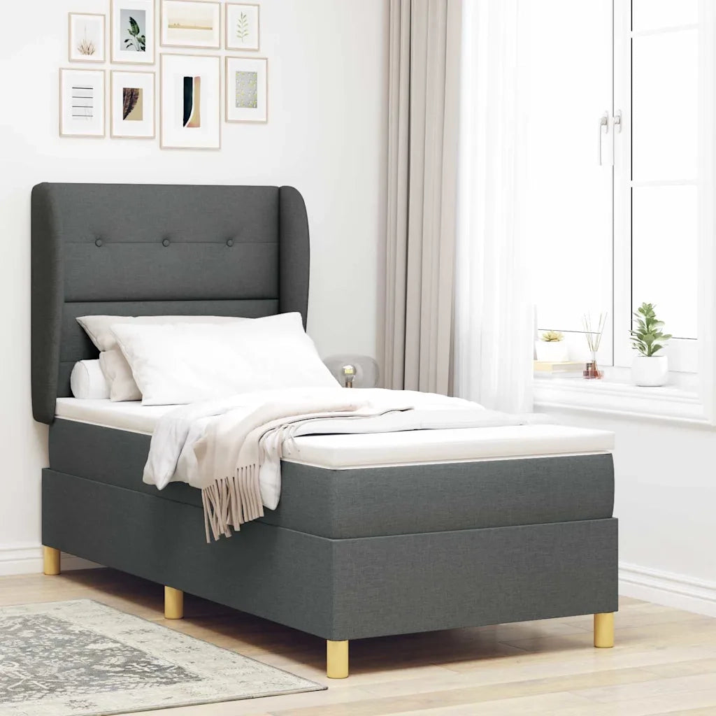Letto a molle con materasso Grigio scuro 200 x 90 cm Tessuto 3340733