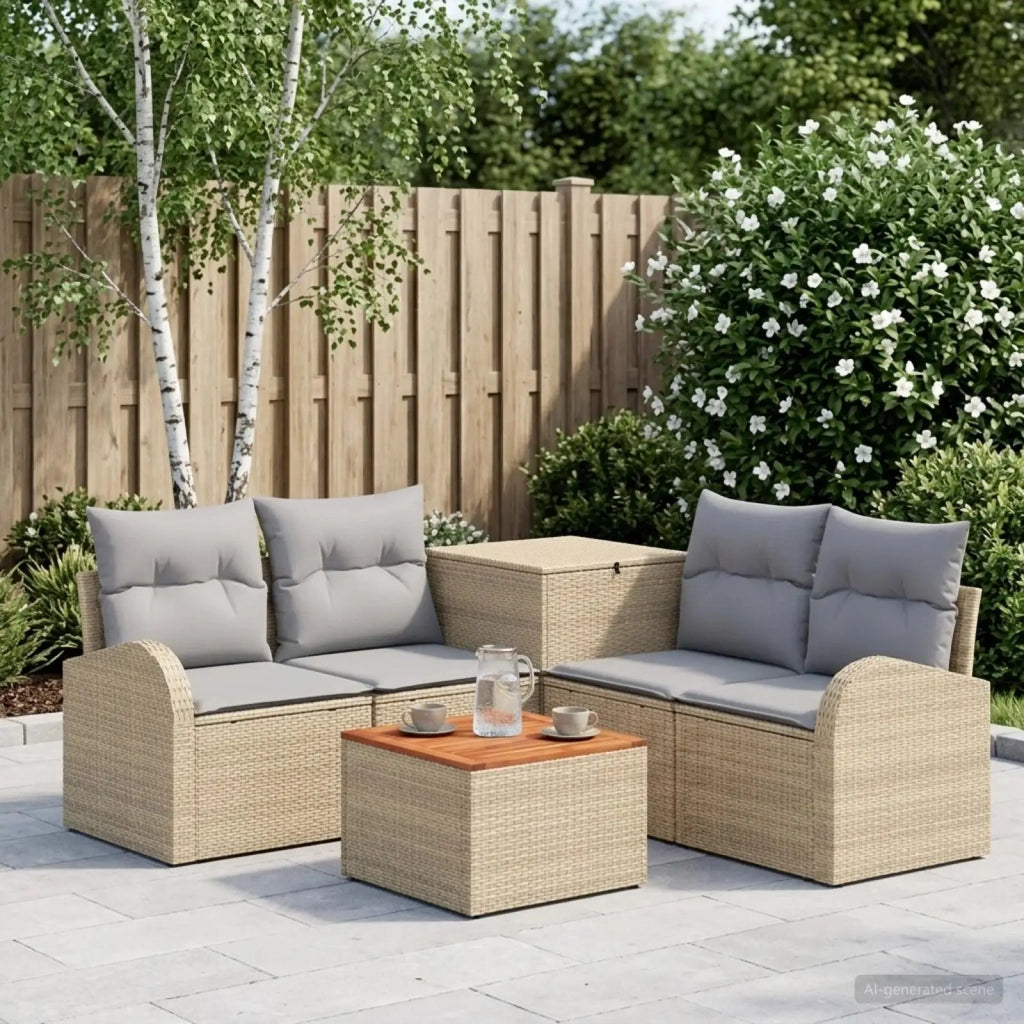 Set di divani 6 pz Beige e Grigio Chiaro 3447203