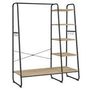 Appendiabiti indipendente scarpiera ingresso/guardaroba 45 x 120 x 160 cm con 5 ripiani portaoggetti e 6 ganci per camera da letto soggiorno corridoio stile industriale marrone 12_0007095
