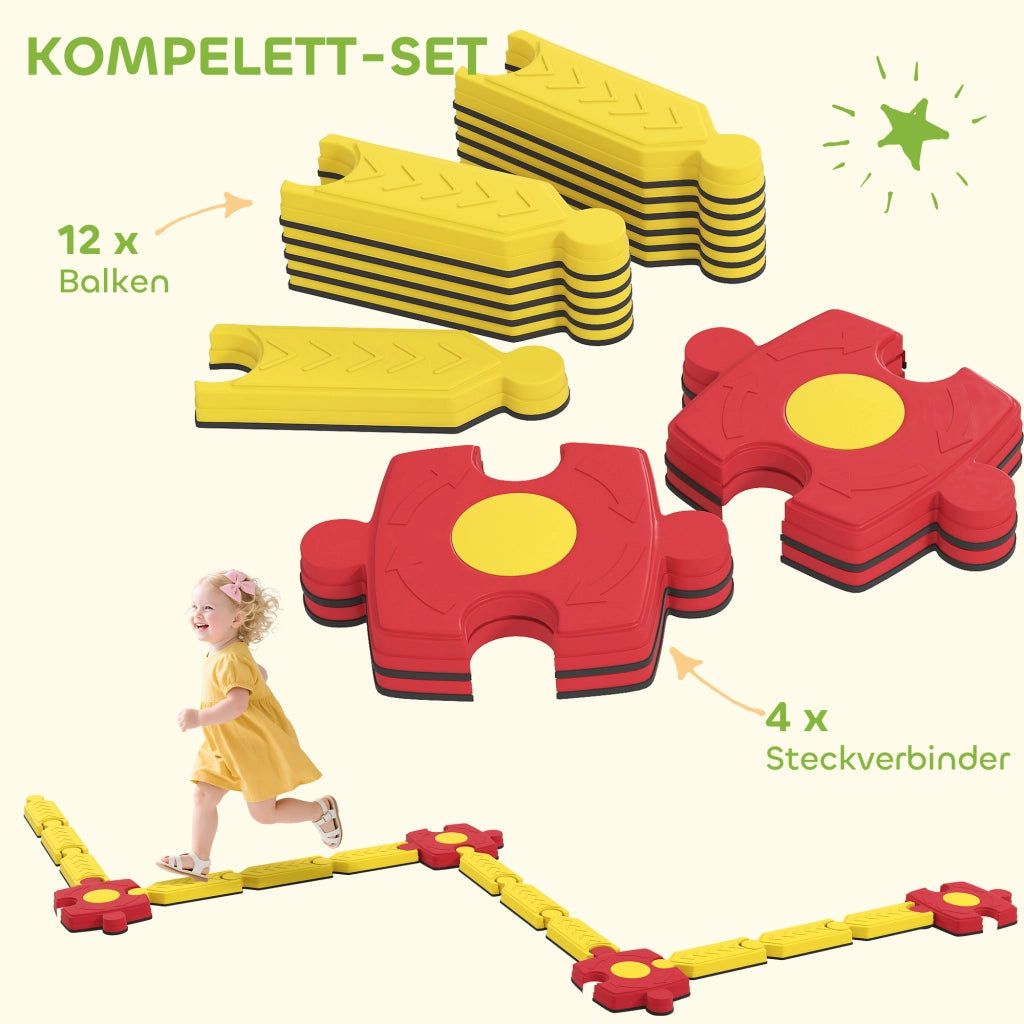 Set Trave Equilibrio Bambini ¨C Xylo ¨C Plastica Giallo Rosso