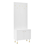 Mobile ingresso con scarpiera e 6 ganci; 2 ante; ripiano regolabile; per ingresso; bianco; 70 × 35 × 180 cm