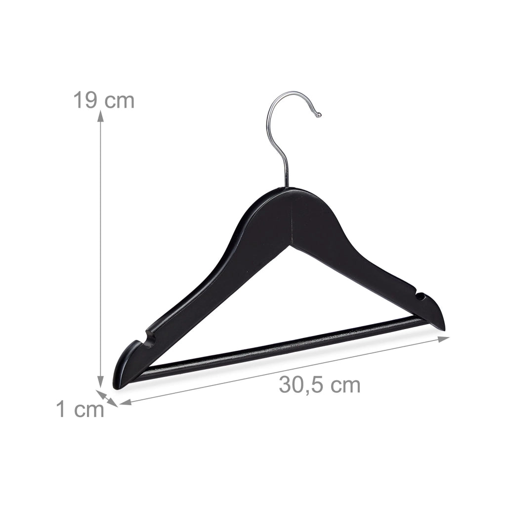 Set di 20 grucce in legno per vestiti di neonati e bambini traversa gancio girevole tacche metallo nero 20 13_0000759