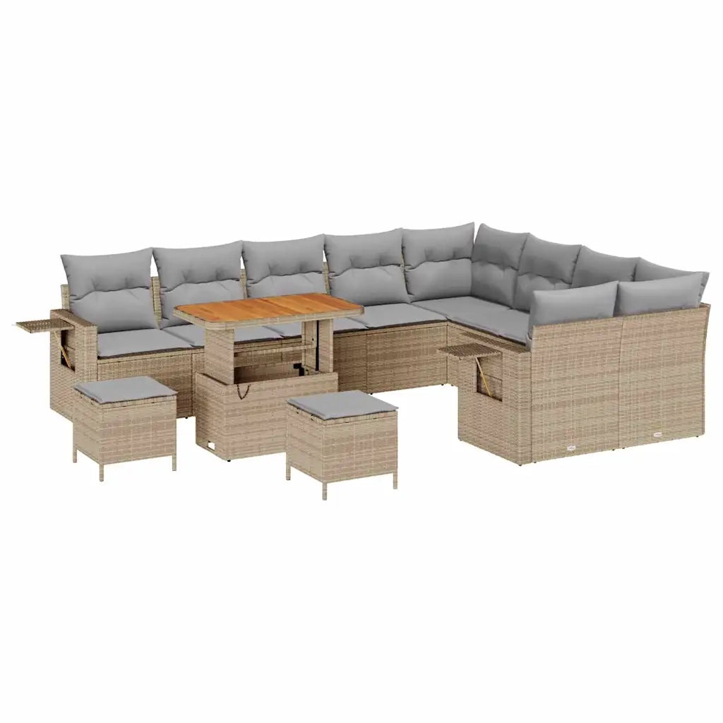 Set Divano da Giardino 12 pcs Beige polyrattan 3361787