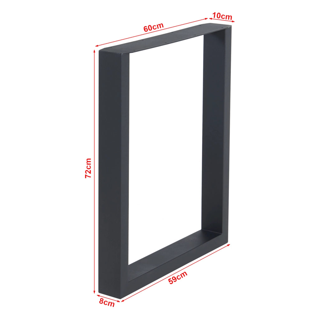 Set di 2 Gambe Rettangolari Makers per Mobili Fai da Te 72 x 60 cm Acciaio Nero [en.casa]