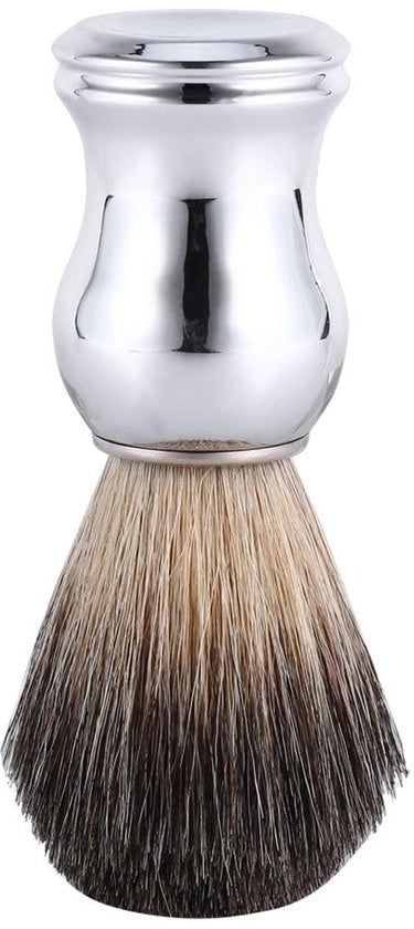 Spazzola da barba con pelo finto - manico in acciaio inossidabile argentato - lunghezza 11,1 cm - lunghezza dei peli 5,4 cm - 100% nuovo