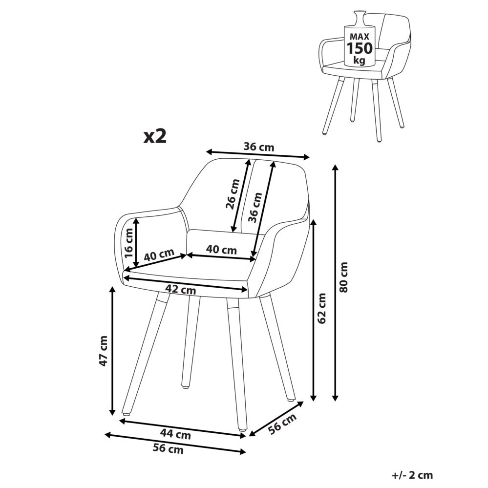Set di 2 sedie da pranzo rivestimento in tessuto Nero gambe in legno chiaro stile moderno eclettico