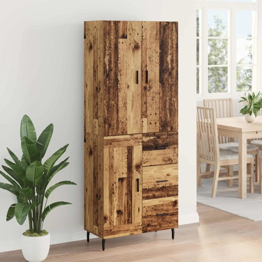 Credenza 2 pcs Legno vecchio Legno Stratificato e Vetro 3415707