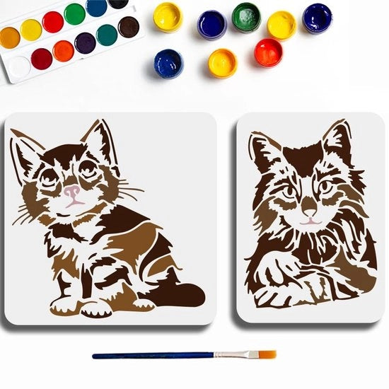 Schede di pittura riscaldabile da assemblare 2 pezzi - Tema animale - Schede per stencillare - Decorazione per parete in legno - 30 × 30/29,7 × 21 cm - Piaceri di creatività DIY - Schede per stencillare