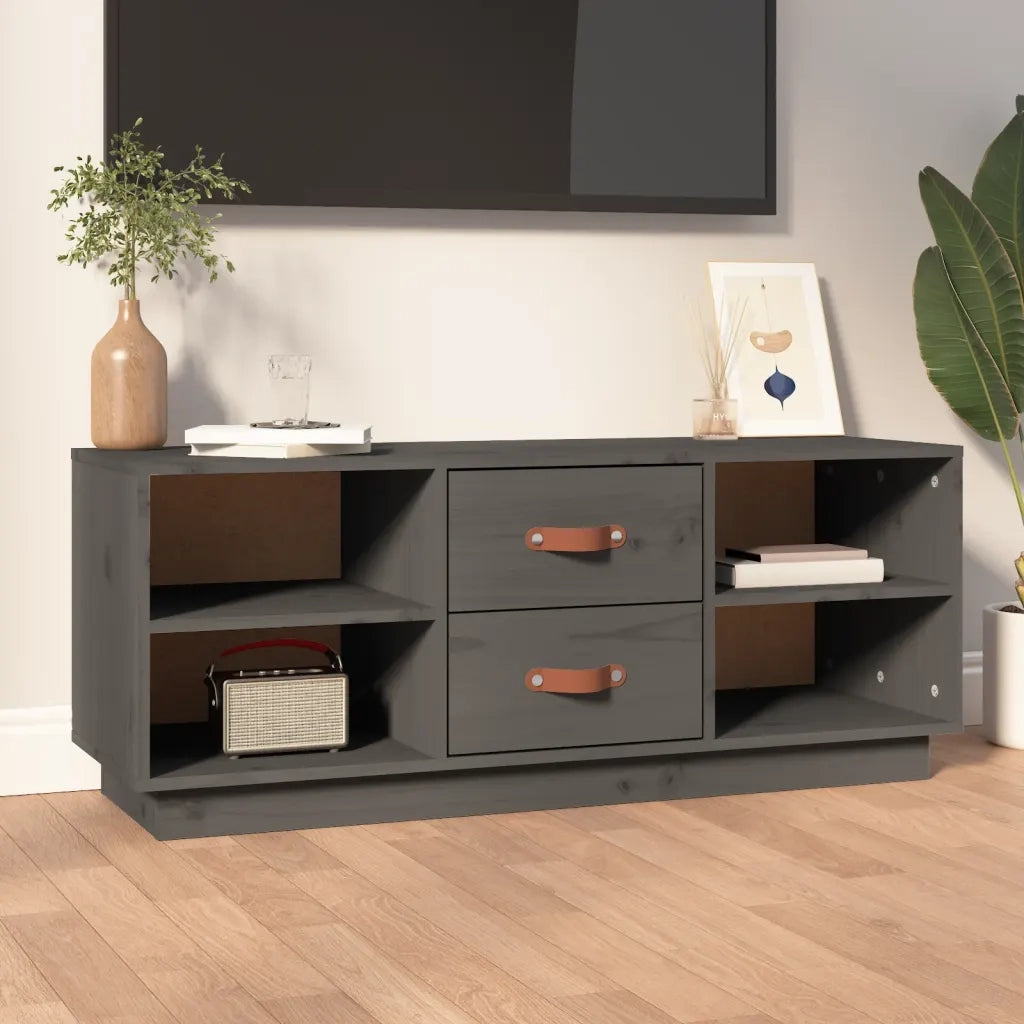 Mobile Porta TV-Mobile per TV-Credenza TV Grigio 100x34x40 cm in Legno Massello di Pino