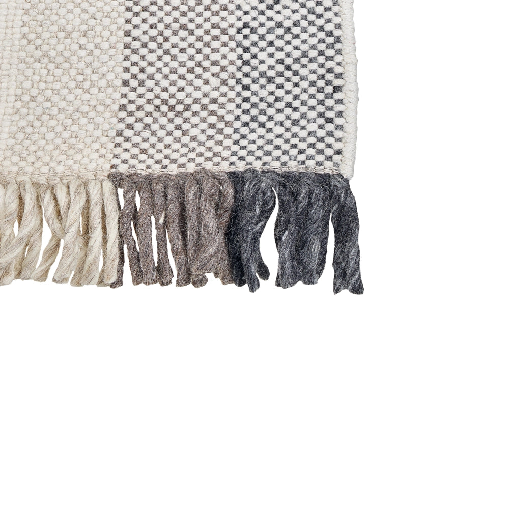 Tappeto in lana bianco sporco nero marrone 140 x 200 cm nappe fatte a mano moderno