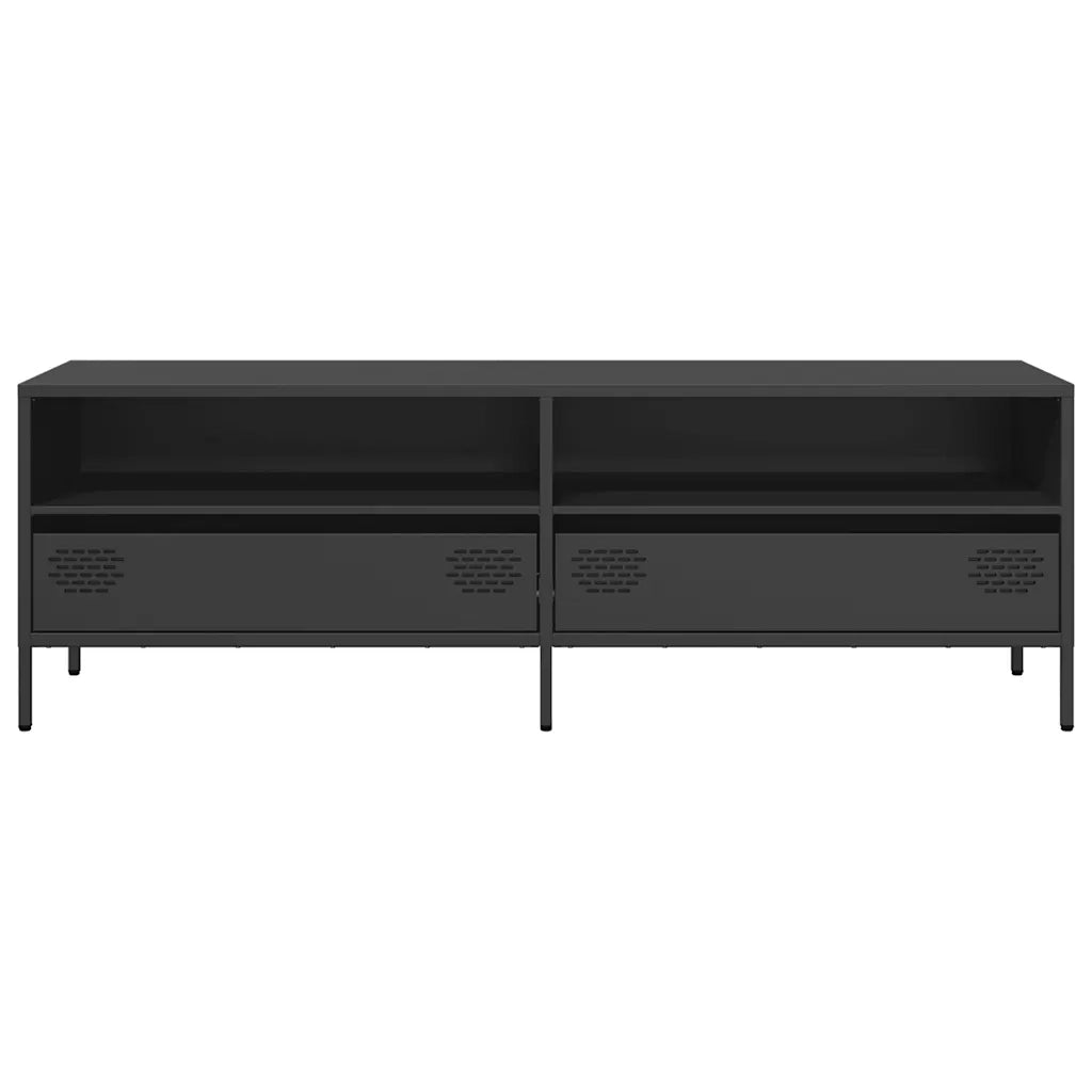 Mobile TV Nero 135x39x43,5 cm in Acciaio Laminato a Freddo 851334