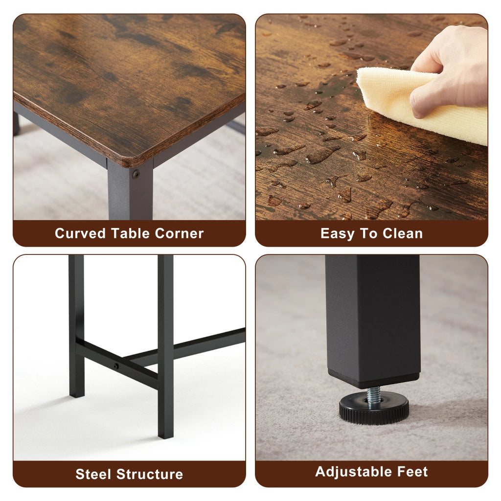 Tavolo da pranzo per 4 persone con 2 panche, stile industriale, per cucina e soggiorno, 110 × 60 × 75 cm