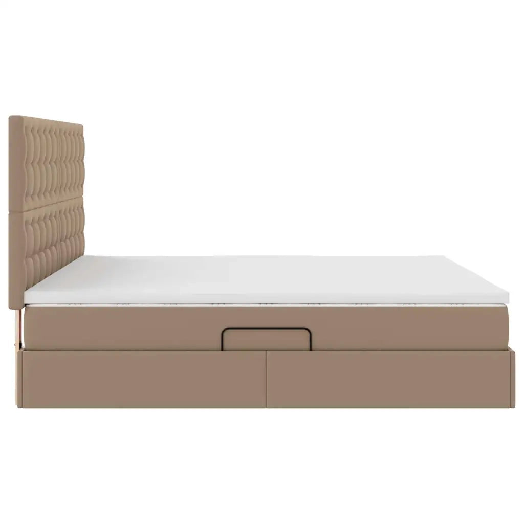 Letto con Contenitore Cappuccino 180 x 200 cm Pelle Sintetica