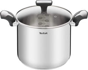 Pentola in Acciaio Inox di Alta Qualità 22 cm - 6L con Fondino Spesso e Coperchio in Vetro