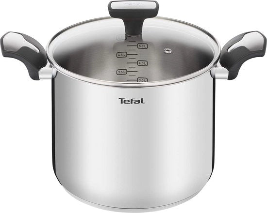 Pentola in Acciaio Inox di Alta Qualità 22 cm - 6L con Fondino Spesso e Coperchio in Vetro