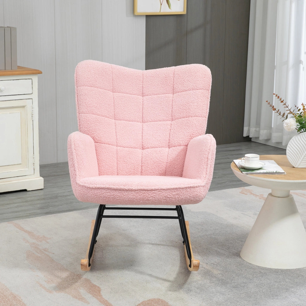 Poltrona a Dondolo ¨C Zephmum ¨C Boucl¨¦ Rosa 71x98x101 cm