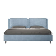 BS COM Letto contenitore imbottito 180x190 microfibra azzurro